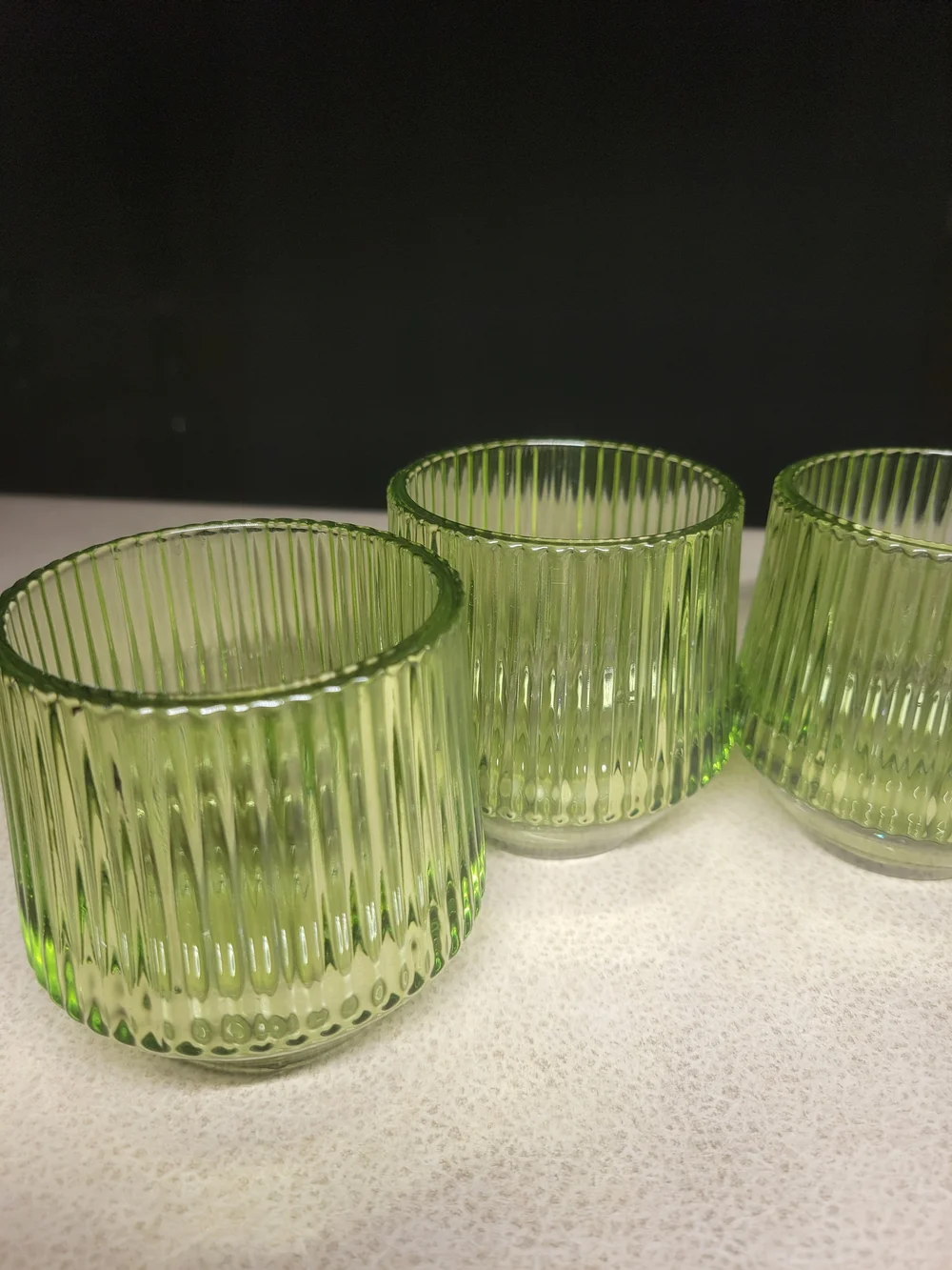 Green Ribbed Tealight Candle Holders - Wedding / Party Decor
